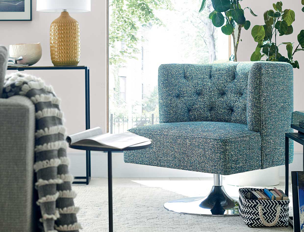 Grayson swivel chair; image used for HSBC Philippines Credit Card Offers Crate and Barrel page