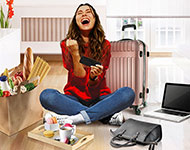 Woman laughing prizes