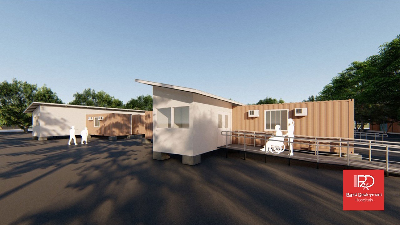 Repurposed shipping containers with Rapid Deployment Hospitals