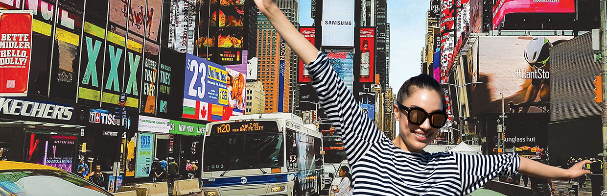 Shopping in New York City's Times Square, image used for HSBC Phillipines credit card ssi summer campaign