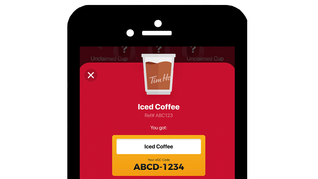 Redeeming reward codes at Tim Hortons