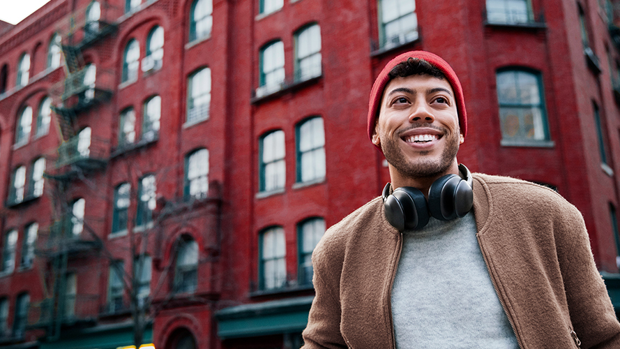 Man outside the city; Image used for HSBC Premier - Best Bank Account in the Philippines