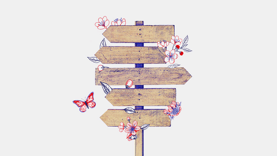 Wooden sign post