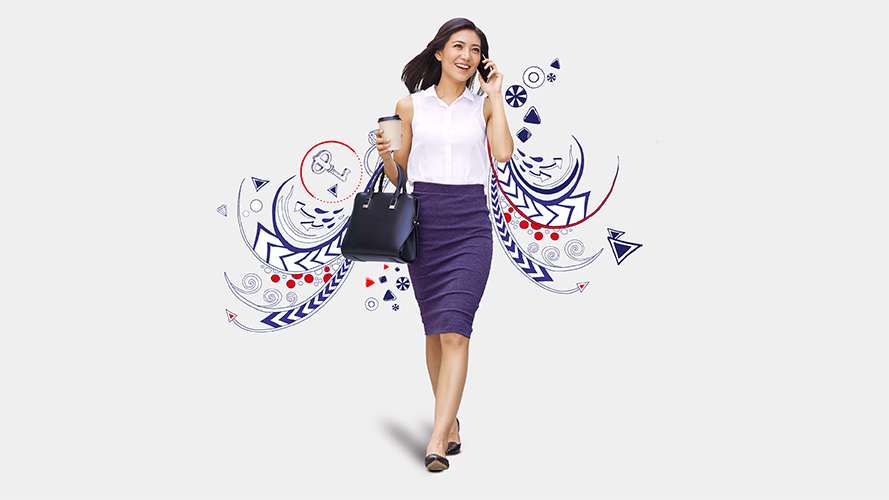 Woman on phone; image used for HSBC Philippines Global Investment page