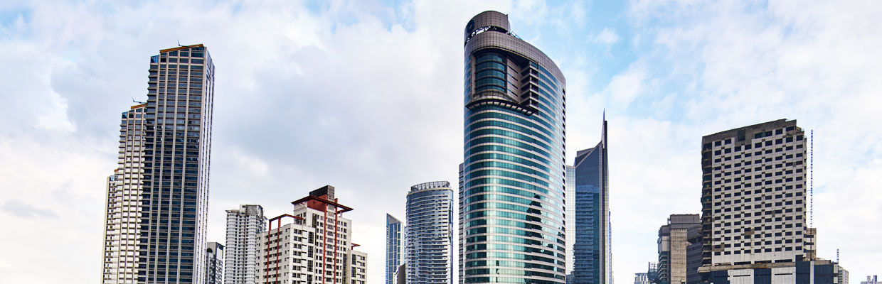 Business district offices landscape; image used for HSBC Philippines Branch Banking