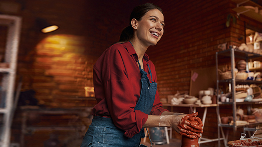 woman in art studio; image used for HSBC Philippines Insurance